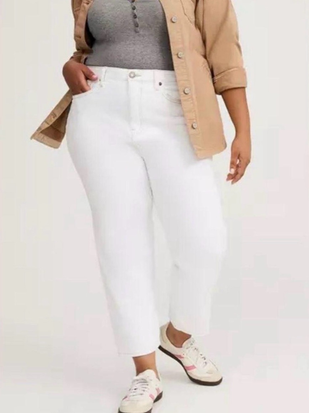 Torrid Boyfriend Straight Vintage Stretch Crop White Pant Size 22